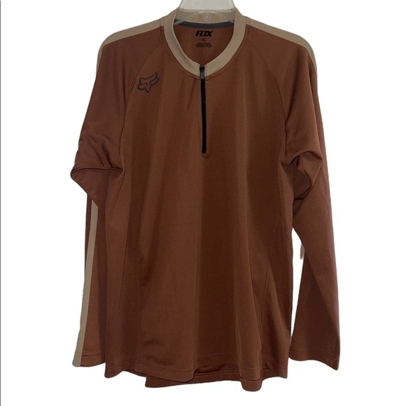Fox Cycling Shirt. Brown And Tan. Zip Pocket In Back. Size XL GUC - Picture 4 of 9